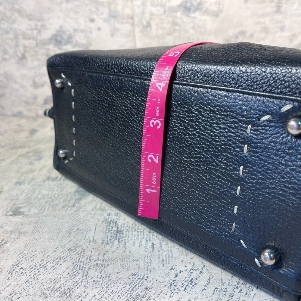 BCBGMaxAzria Black Genuine Pebbled Leather Shoulder Bag Silver Hardware Designer